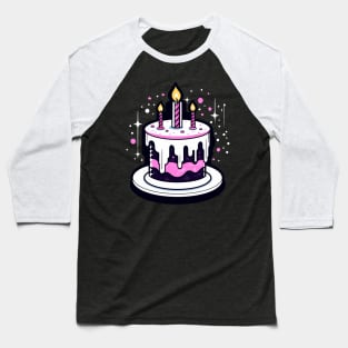 Birthday Cake Illustration Baseball T-Shirt